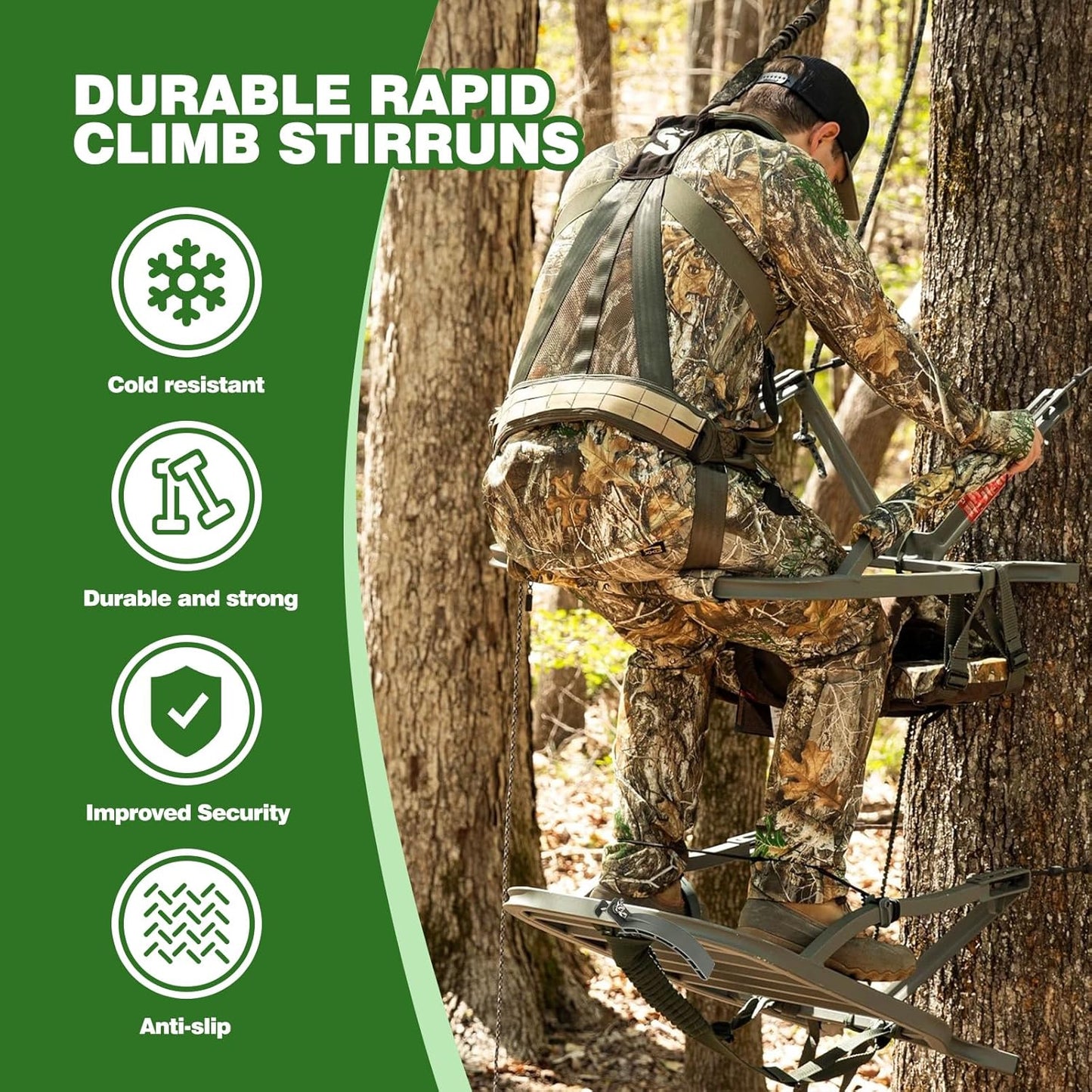 Tree Stand Accessories,Rapid Climb Stirrups with Elastic Rope,Climber Stand Accessories,Climbing Tree Stand Accessories for 1 inch Square Tube Aluminum Bracket