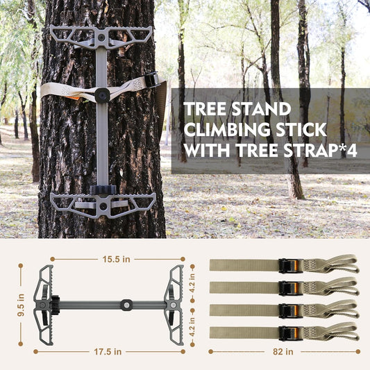 Climbing Sticks, Lightweight Aluminum Hunting Climbing Steps, Non-Slip Tree Climbing Sticks for Hunting, Collapsible Climbing Ladder for Hunting Tree Stands with Climbing Straps